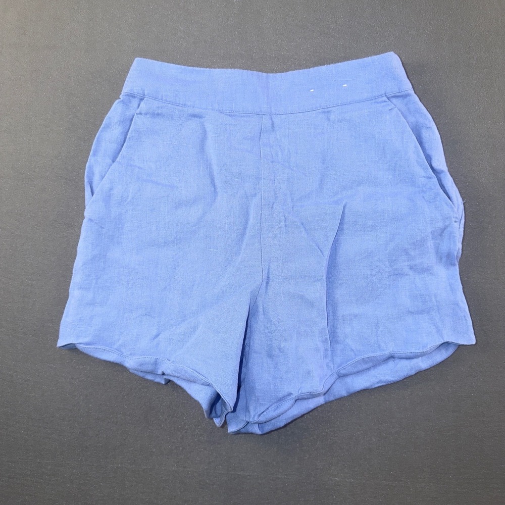 Abercrombie & Fitch Blue Linen Shorts The A&F Linen Collection Size 24 High Rise